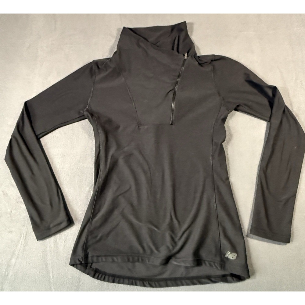 New Balance Womens Black 1/4 Zip Pullover S Long Sleeve